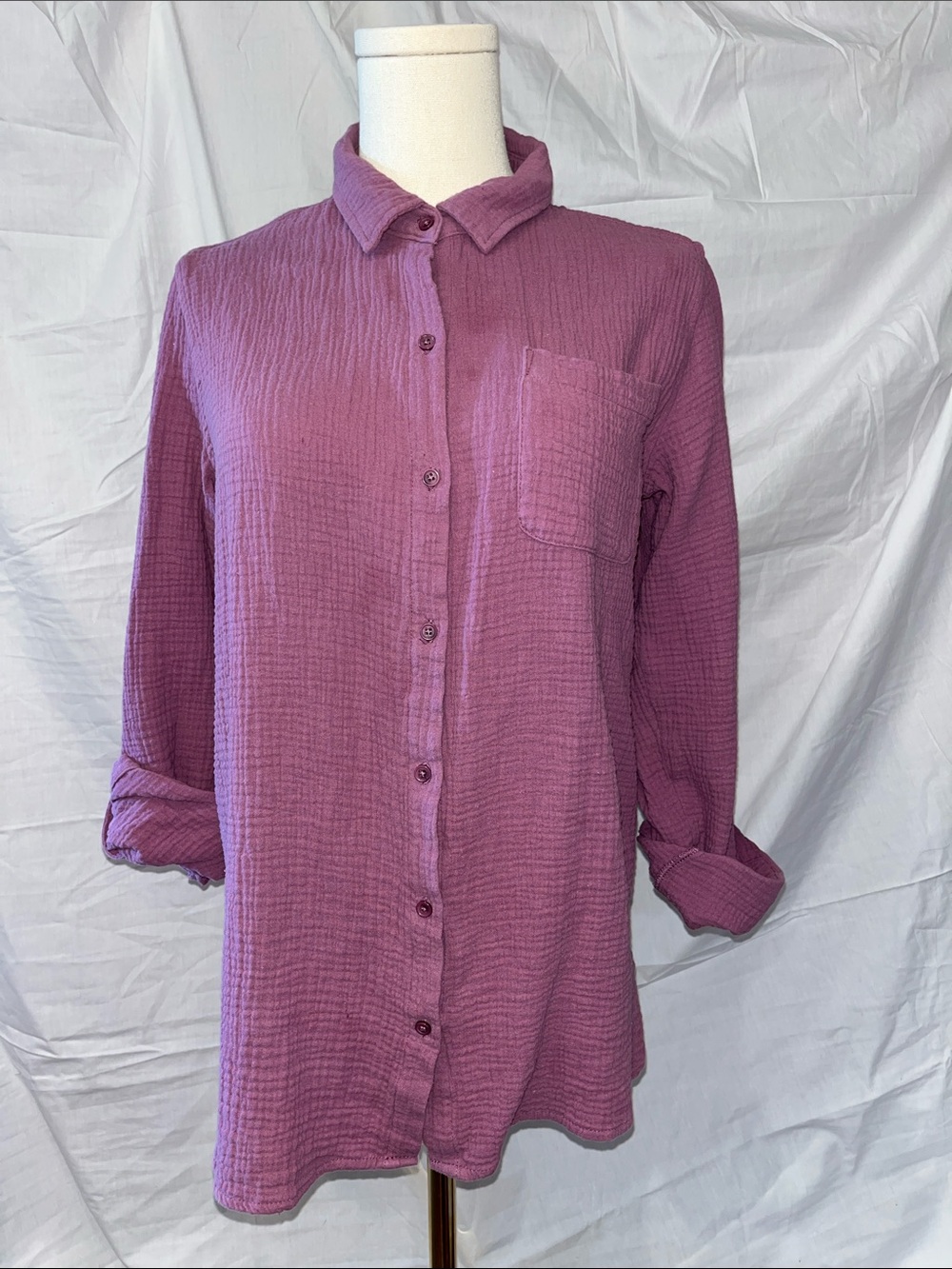 Anne Klein Dusty Mauve Button-Down Long Sleeve Shirt